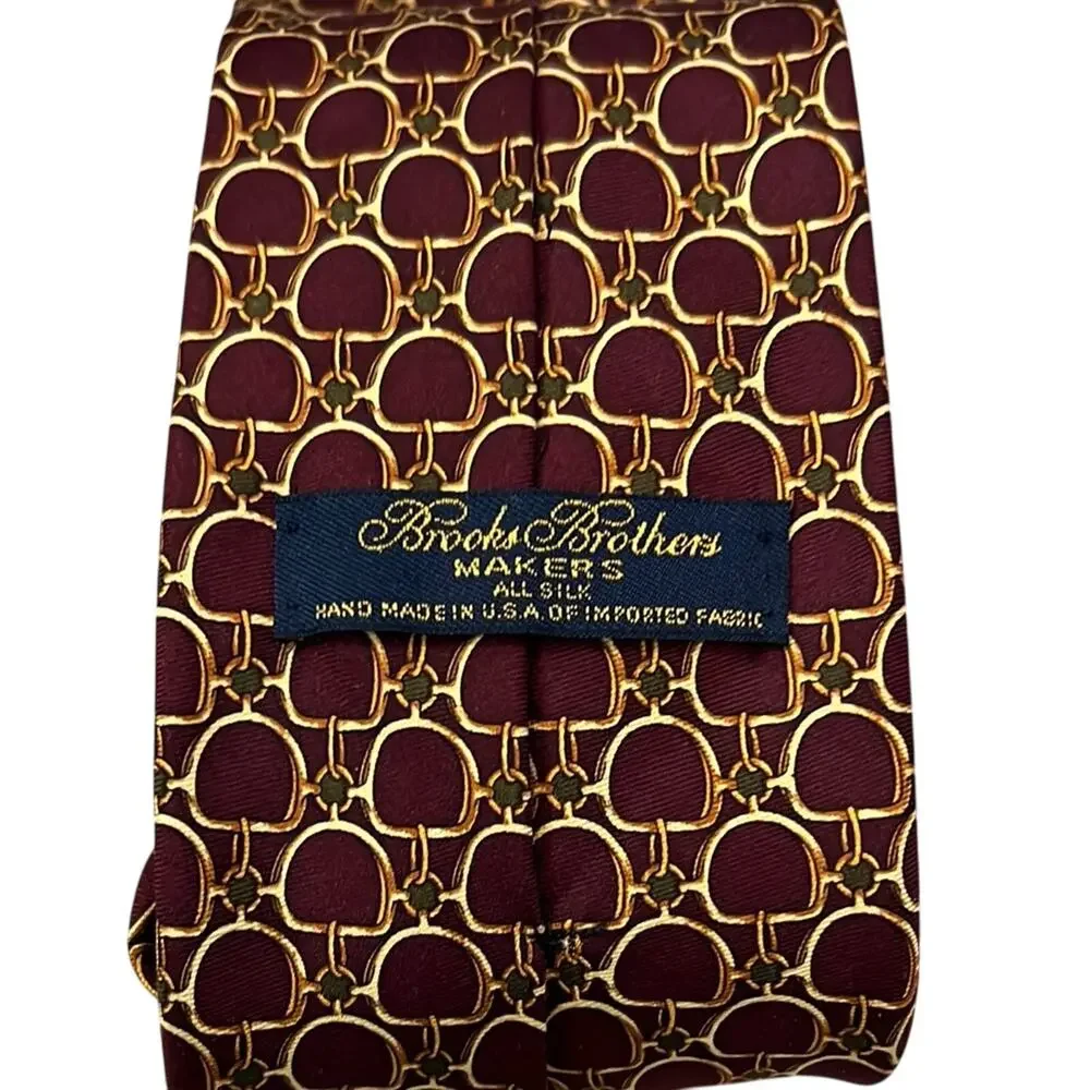 Brooks Brothers Makers 100% Silk Burgundy and Gold Power Tie Office